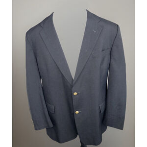 Hart Schaffner Marx 46R 48R Navy Gold Toned Two Button Vented Jacket